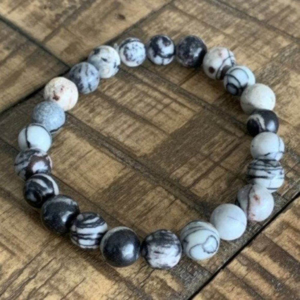 8mm Spiderweb Jasper Bead Stretch Bracelet